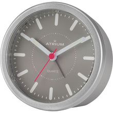 Laden Sie das Bild in den Galerie-Viewer, ATRIUM Wecker Analog Quarz grau silber A261-19 ohne Ticken mit Licht