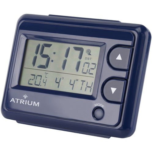 ATRIUM Wecker Digital Quarz Funkwecker A720-5 Licht Innentemperatur blau