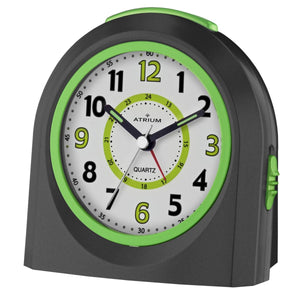 ATRIUM Wecker Analog Quarz schwarz A921-7 ohne Ticken mit Licht und Snooze