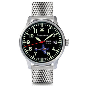 Aristo Herren Messerschmitt Uhr Fliegeruhr Automatik BF108-90M Edelstahl