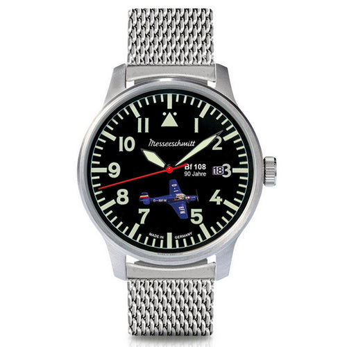 Aristo Herren Messerschmitt Uhr Fliegeruhr Automatik BF108-90M Edelstahl