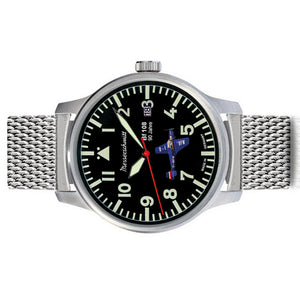 Aristo Herren Messerschmitt Uhr Fliegeruhr Automatik BF108-90M Edelstahl