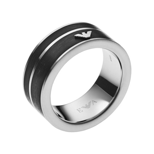 Emporio Armani Herren Ring Edelstahl silber schwarz EGS2032040