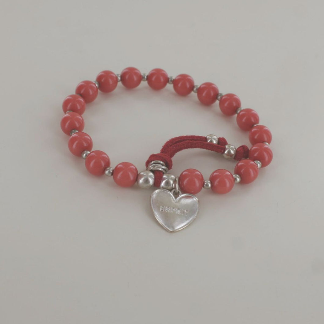 Esprit Damen Armband Armkette Edelstahl Rosé Kunstperlen rot ESBR027