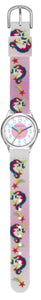 JACQUES FAREL Kinder-Armbanduhr Analog Quarz Mädchen Textilband HCC 042 Einhorn