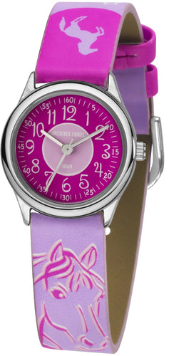 JACQUES FAREL Kinder-Armbanduhr Analog Quarz Mädchen Kunstleder HCC 312 Pferd