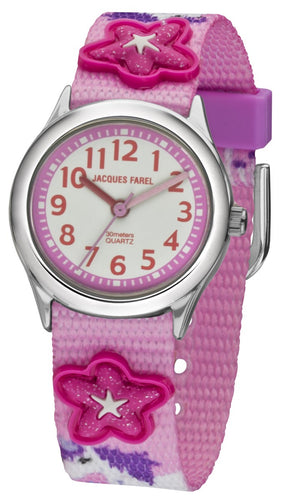 JACQUES FAREL Kinder-Armbanduhr Analog Quarz Mädchen Textilband HCC 3134 Einhorn
