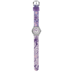 JACQUES FAREL Kinder-Armbanduhr Analog Quarz Mädchen Textilband HCC 435 Blumen