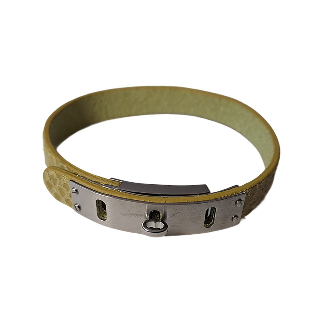Fossil Damen Armband Edelstahl gold Leder gelb JF00226040