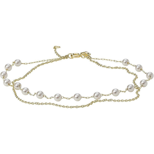 Fossil Damen Armband Fußkette Edelstahl Goldfarben Glasperlen JF03740710