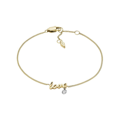 Fossil Damen Armband Armkette Edelstahl gold Zirkonia JF04362998