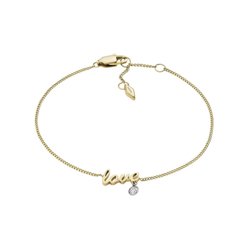 Fossil Damen Armband Armkette Edelstahl gold Zirkonia JF04362998