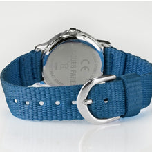 Laden Sie das Bild in den Galerie-Viewer, JACQUES FAREL Kinder-Armbanduhr Analog Quarz Jungen Textilband KCF 078 blau