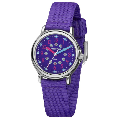 JACQUES FAREL Kinder-Armbanduhr Analog Quarz Jungen Mädchen Textilband KCF 089