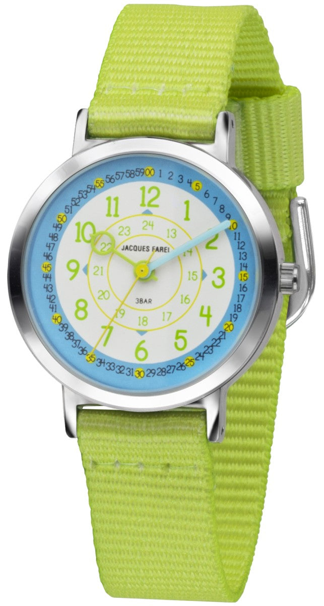 JACQUES FAREL Kinder-Armbanduhr Analog Quarz Jungen Textilband KOP 05 grün