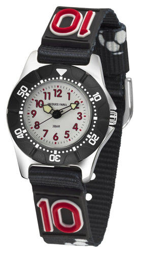 JACQUES FAREL Kinder-Armbanduhr Analog Quarz Jungen Textilband KWD 5000 Fußball