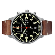 Laden Sie das Bild in den Galerie-Viewer, Aristo Herren Messerschmitt Uhr Fliegeruhr Chronograph ME-3H270-VL Leder
