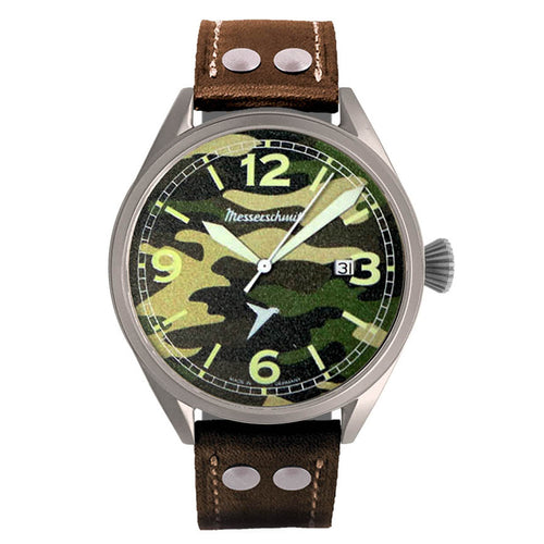Aristo Herren Messerschmitt Uhr Fliegeruhr ME-43Army Leder Vintage