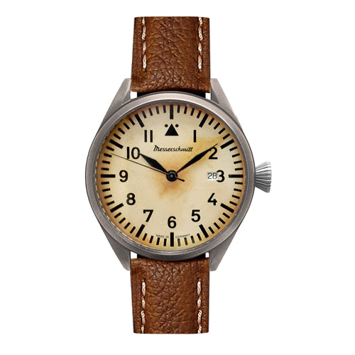 Aristo Herren Messerschmitt Uhr Fliegeruhr ME-43Vintage-1 Leder