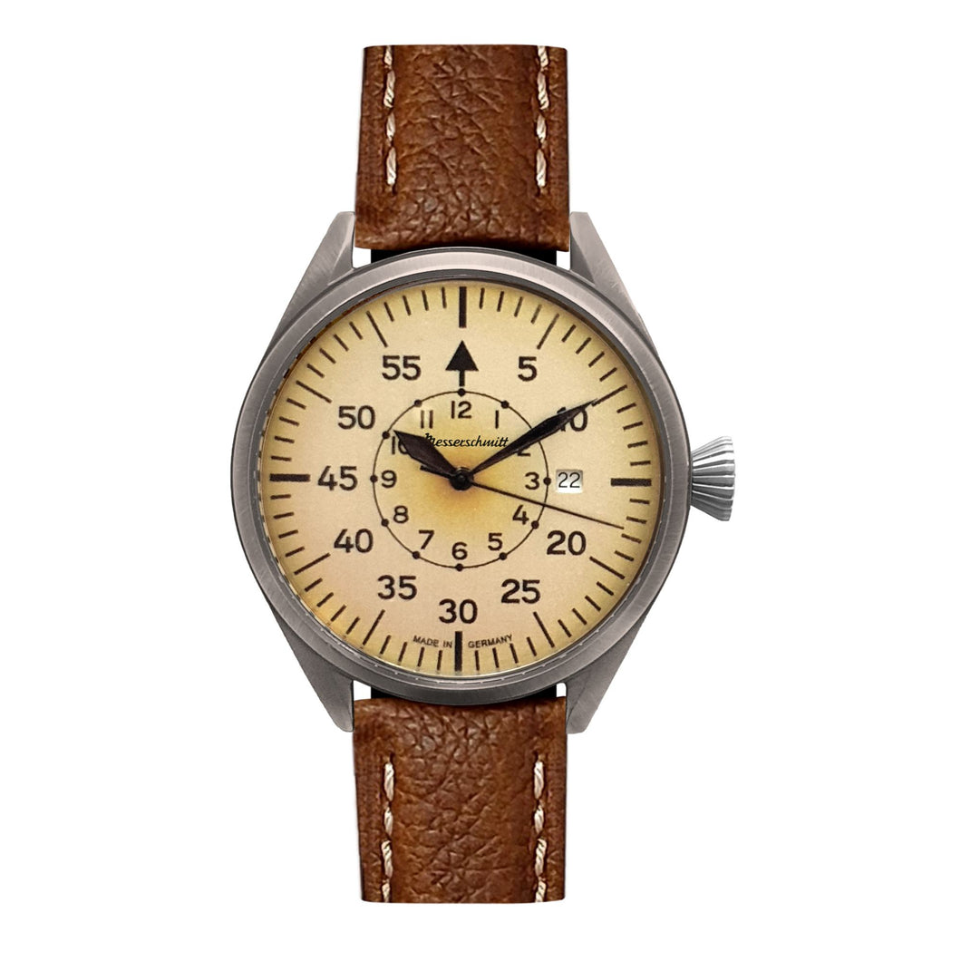 Aristo Herren Messerschmitt Uhr Fliegeruhr ME-43Vintage-2 Leder