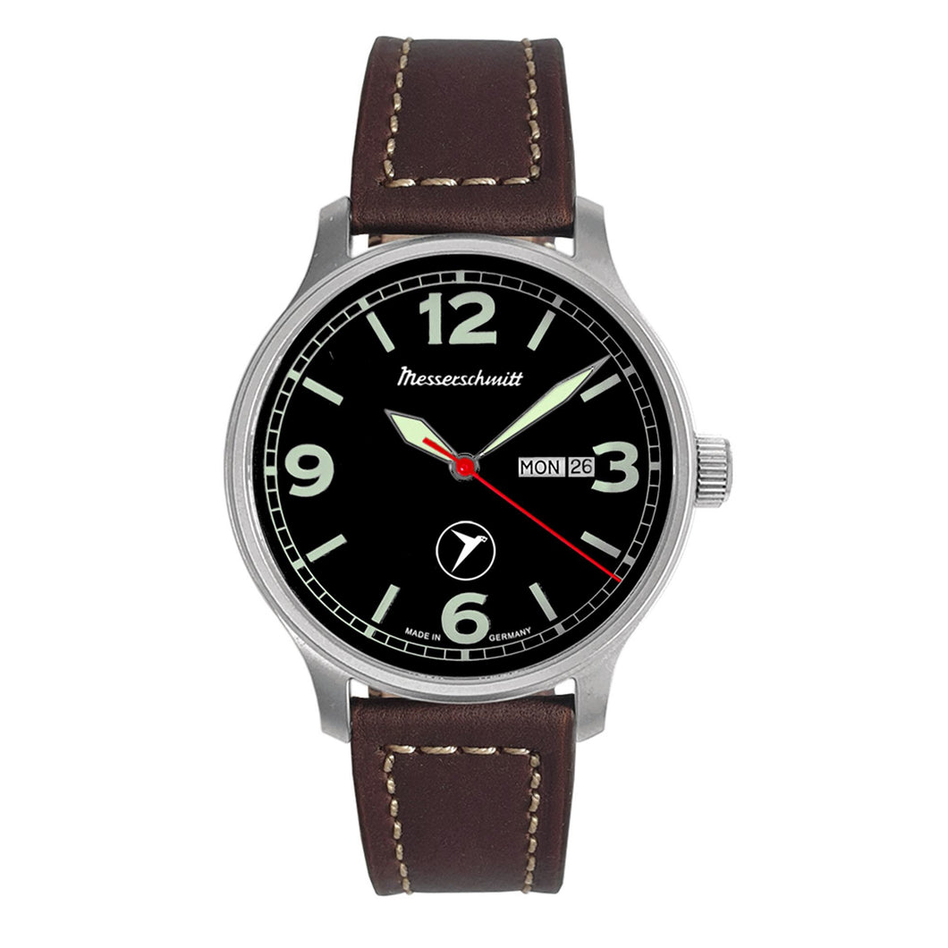 Aristo Herren Messerschmitt Uhr Fliegeruhr ME-6332-DD1 Leder