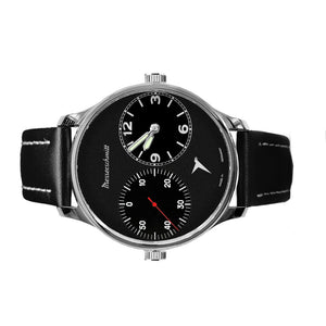 Aristo Herren Messerschmitt Uhr Fliegeruhr Two-Timer ME-Dual-SL Leder