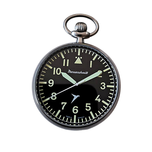 Aristo Messerschmitt ME-Tau-2 Taschenuhr im Fliegeruhren-Stil mit Kette