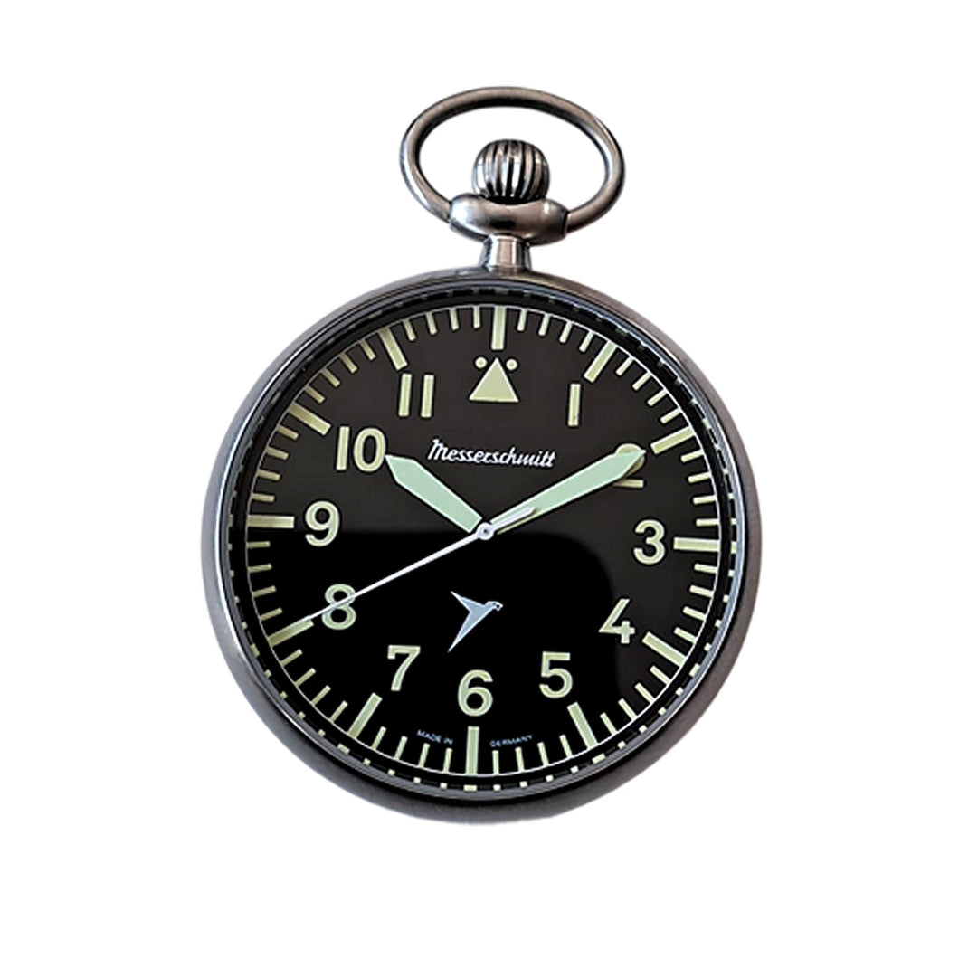 Aristo Messerschmitt ME-Tau-2 Taschenuhr im Fliegeruhren-Stil mit Kette