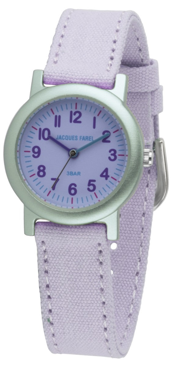 JACQUES FAREL Öko Kinder-Armbanduhr Analog Quarz Mädchen ORG 0310 flieder