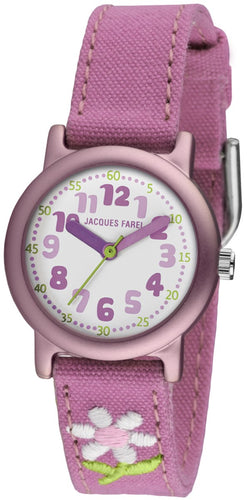 JACQUES FAREL Öko Kinder-Armbanduhr Analog Quarz Mädchen ORG 1111 Blume