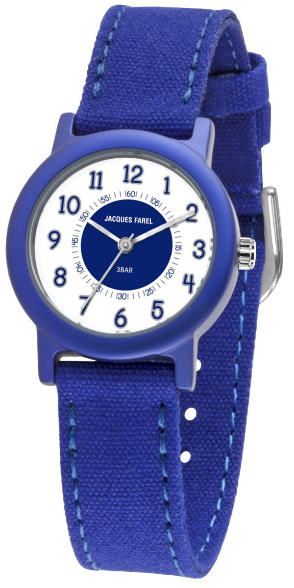 JACQUES FAREL Öko Kinder-Armbanduhr Analog Quarz Jungen ORG 800 blau