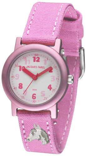 JACQUES FAREL Öko Kinder-Armbanduhr Analog Quarz Mädchen ORG 8821 Pferd