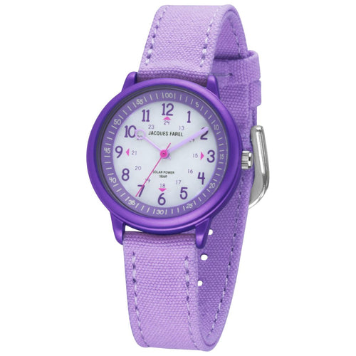 JACQUES FAREL Kinder-Armbanduhr Solaruhr Quarz Mädchen ORSO 3110-1 Lila