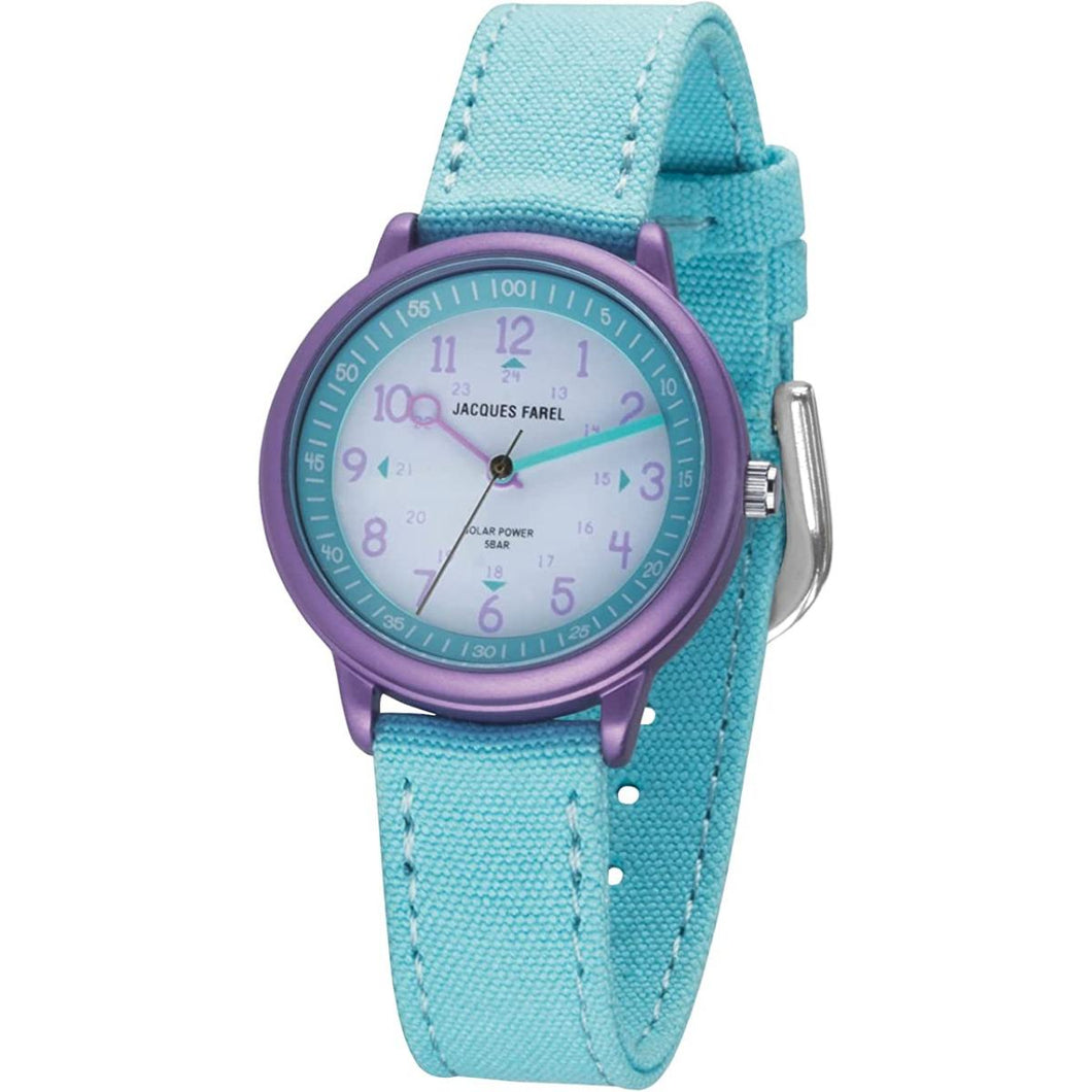 JACQUES FAREL Kinder-Armbanduhr Solaruhr Quarz Jungen ORSO 3075 Eisblau