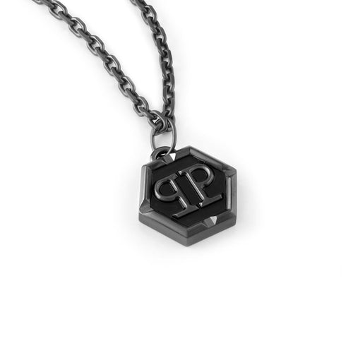 Philipp Plein Herren Kette Halskette Anhänger Edelstahl IP Gun HEXAGON PJ7AA07NU