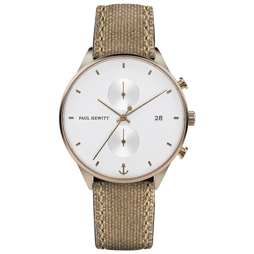 PAUL HEWITT Herren Uhr Analog Quarz Chronograph PH-C-Br-W-47M Leder Textil
