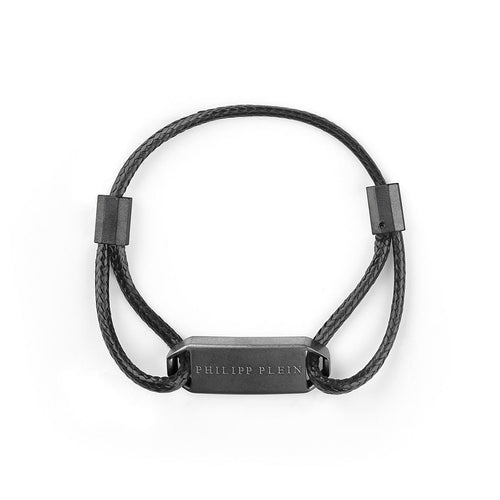 Philipp Plein Herren Armband Textil Edelstahl IP Gun PLEIN TAG PJ0AA05BU