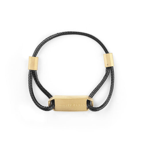 Philipp Plein Herren Armband Textil Edelstahl IP Gold PLEIN TAG PJ0AA06BU