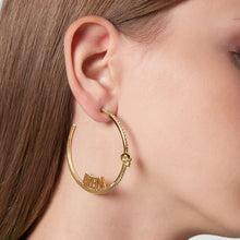 Laden Sie das Bild in den Galerie-Viewer, Philipp Plein Damen Ohrringe Creolen Edelstahl IP Gold LETTERING PJ1AA01EU