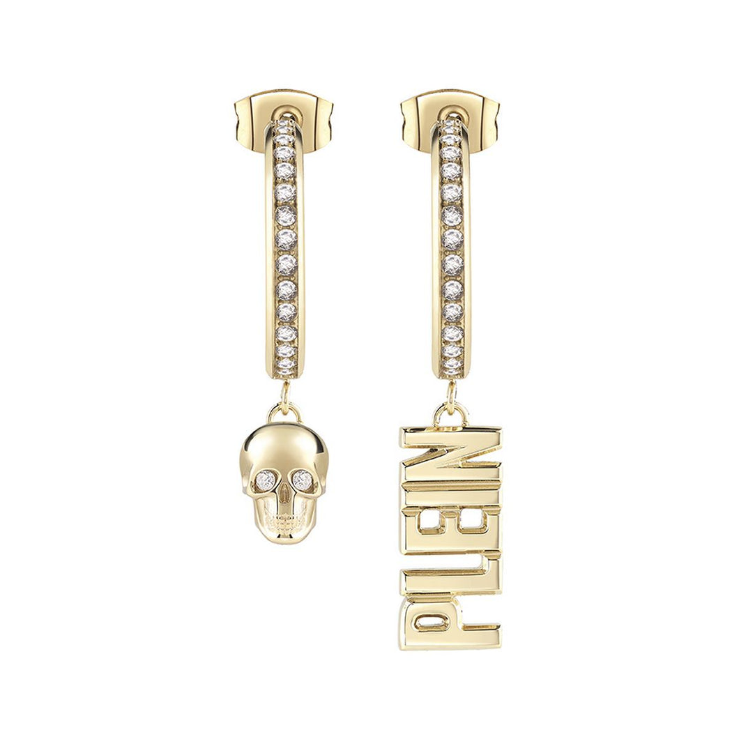 Philipp Plein Damen Ohrringe Creolen Edelstahl IP Gold LETTERING PJ1AA03EU