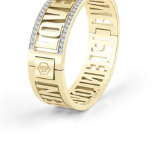 Laden Sie das Bild in den Galerie-Viewer, Philipp Plein Damen Armband Armreif Edelstahl IP Gold LETTERING PJ1AA10BL
