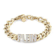 Laden Sie das Bild in den Galerie-Viewer, Philipp Plein Damen Armband Armkette Edelstahl IP Gold LETTERING PJ1AA11BU