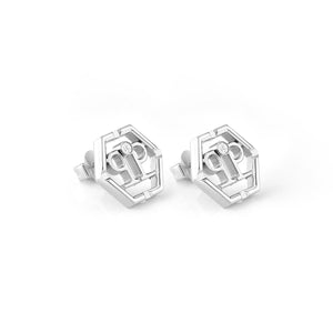 Philipp Plein Damen Ohrringe Ohrstecker Edelstahl silber HEXAGON PJ2AA02EU