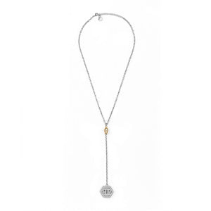 Philipp Plein Damen Kette Halskette Edelstahl Silber HEXAGON PJ2AA04NU