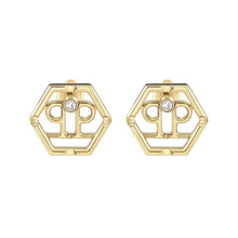 Laden Sie das Bild in den Galerie-Viewer, Philipp Plein Damen Ohrringe Ohrstecker Edelstahl IP Gold HEXAGON PJ2AA06EU