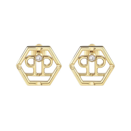 Philipp Plein Damen Ohrringe Ohrstecker Edelstahl IP Gold HEXAGON PJ2AA06EU