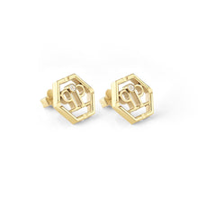 Laden Sie das Bild in den Galerie-Viewer, Philipp Plein Damen Ohrringe Ohrstecker Edelstahl IP Gold HEXAGON PJ2AA06EU
