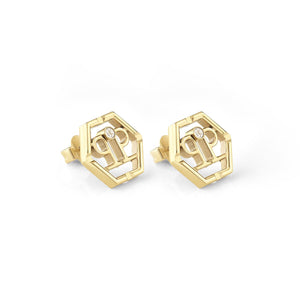 Philipp Plein Damen Ohrringe Ohrstecker Edelstahl IP Gold HEXAGON PJ2AA06EU