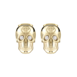 Philipp Plein Damen Ohrringe Ohrstecker Edelstahl IP Gold 3D SKULL PJ3AA03EU
