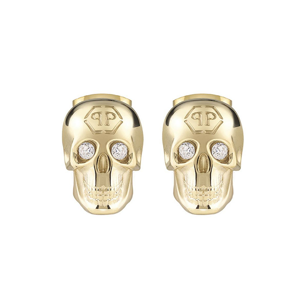 Philipp Plein Damen Ohrringe Ohrstecker Edelstahl IP Gold 3D SKULL PJ3AA03EU
